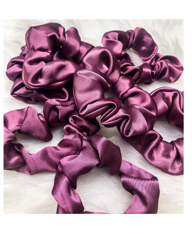 Cột tóc vải lụa 3cm màu hồng tím dễ thương HTO13