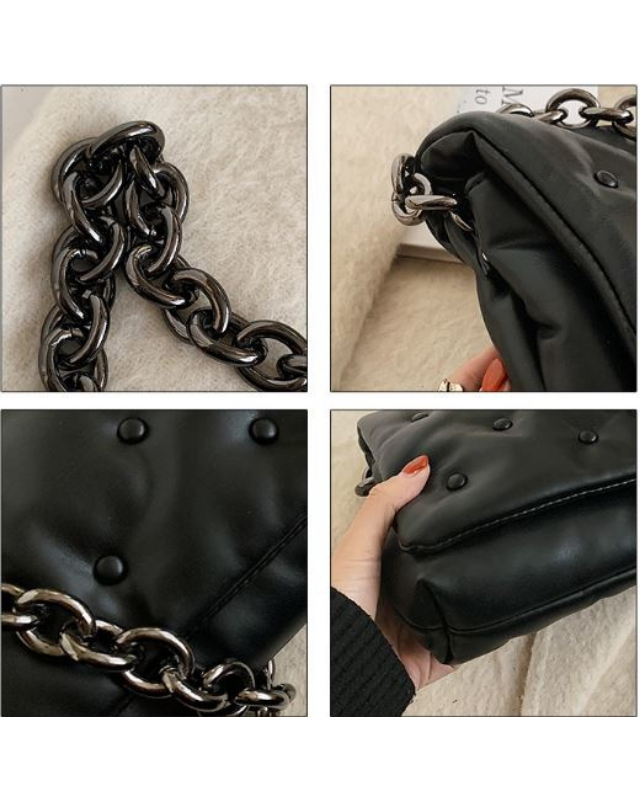 Túi đeo vai dây đeo xích cá tính màu đen HT52 Hỉn Hỉn Store