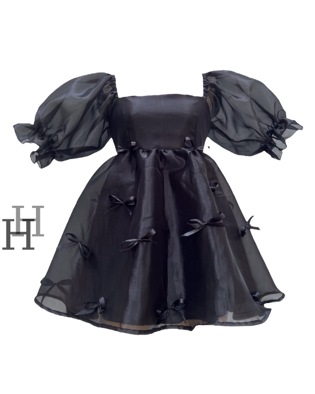 Đầm Babydoll đen nơ HDT274 Hỉn Hỉn Store
