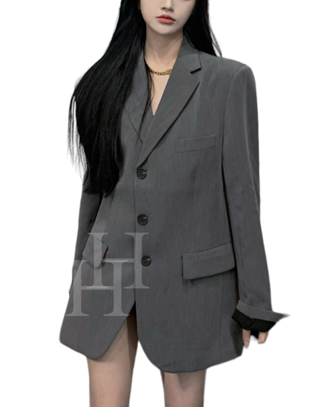 Áo blazer HAK21 khoác ngoài màu xám chì Hỉn Hỉn Store