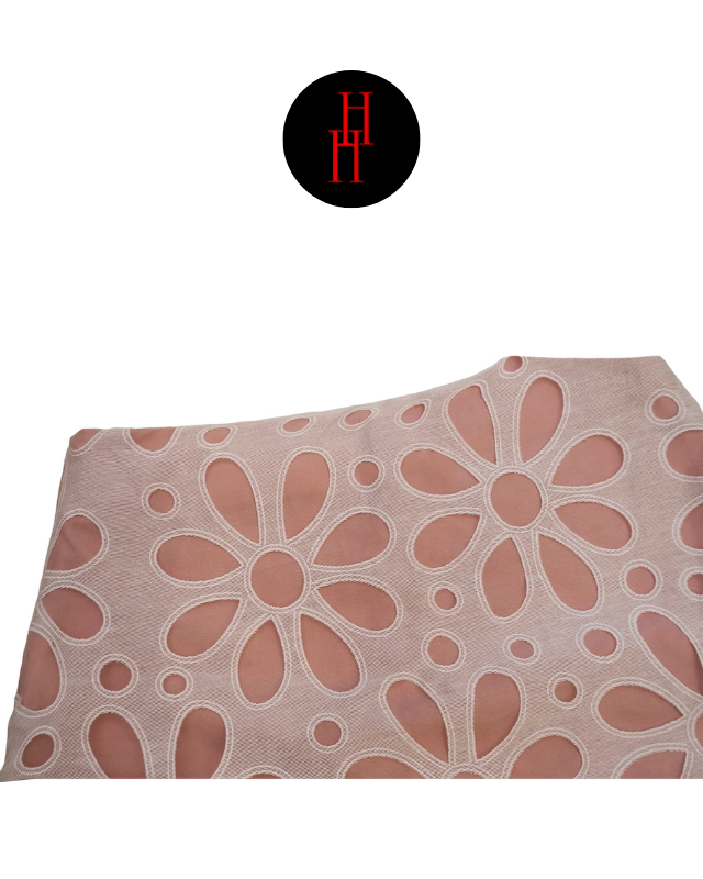 Chân váy ngắn lót quần HCV42 vải voan hoa cúc lớn lót màu hồng - nâu Hỉn Hỉn Store
