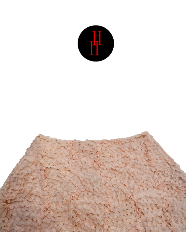 Chân váy ngắn lót quần HCV43 vải ren nổi màu hồng - trắng Hỉn Hỉn Store
