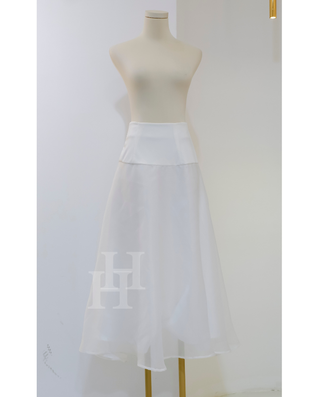 Chân váy HCV49 voan xòe lưng cao bản to voan màu trắng - đen Hỉn Hỉn Store