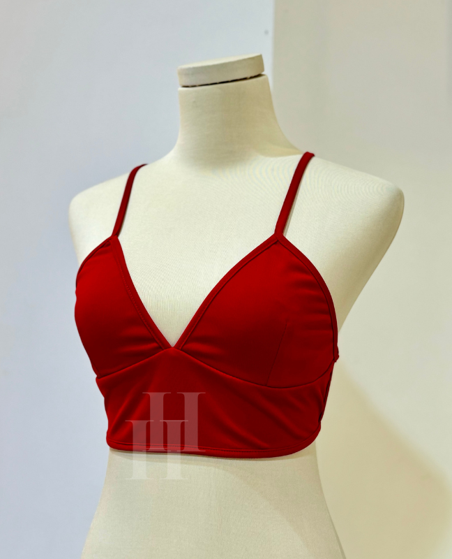 HAC163 Hỉn Hỉn Store Áo croptop bra đan dây lưng màu đỏ