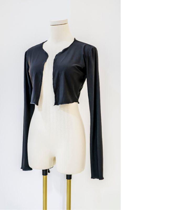 Áo HAK22 khoác ngoài tay dài croptop màu đen Hỉn Hỉn Store
