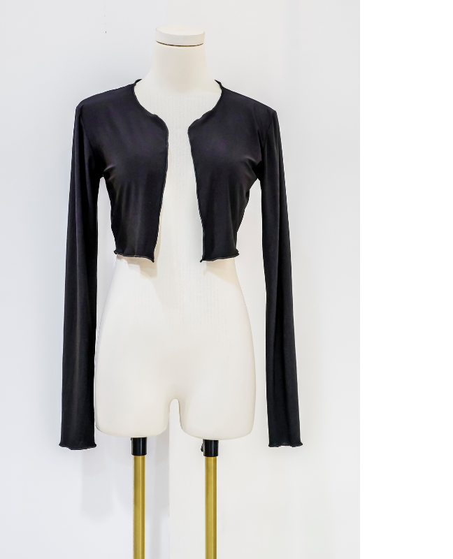 Áo HAK22 khoác ngoài tay dài croptop màu đen Hỉn Hỉn Store