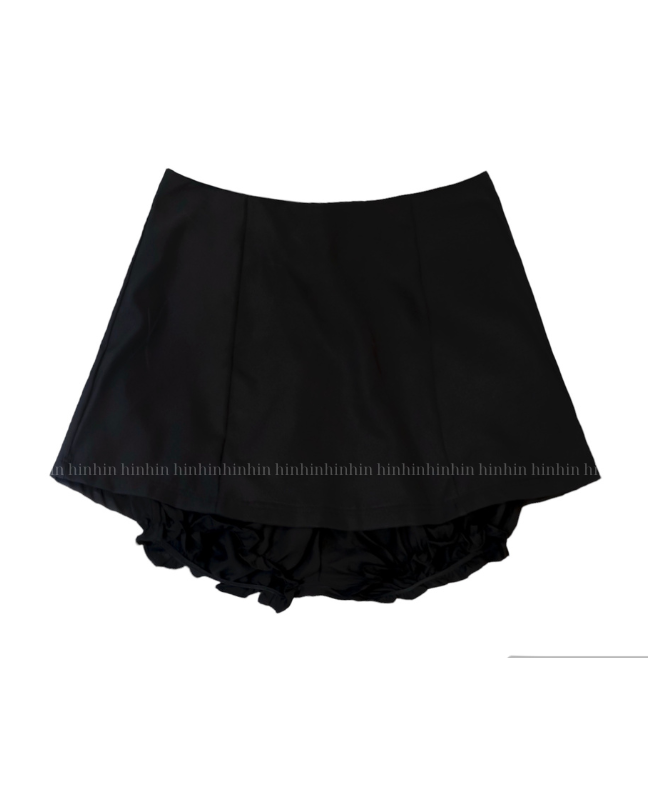 Chân váy HCV48 ngắn lót quần nhún thun bèo màu đen - xám - trắng Hỉn Hỉn Store