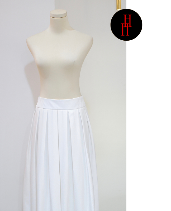 Chân váy xếp ly dài màu trắng HCV55 Hỉn Hỉn Store